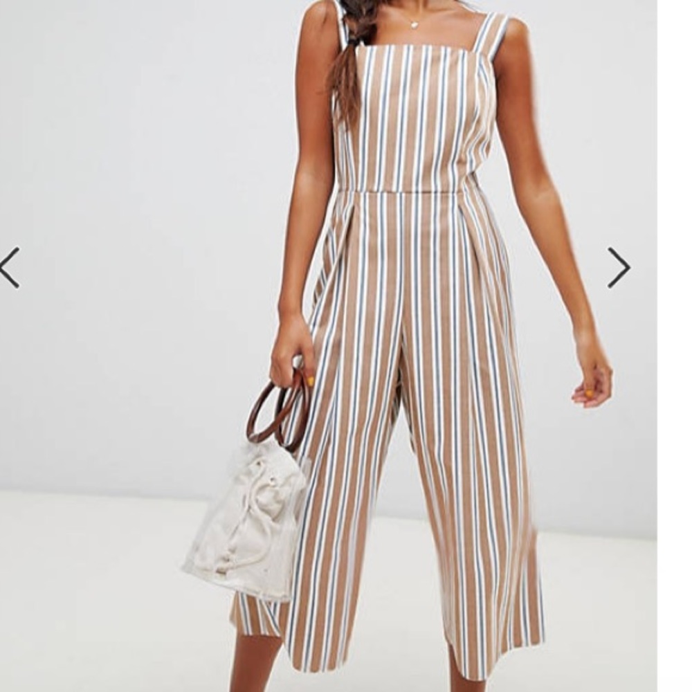 Miss Selfridge jumper jumpsuit in stripe- US 4